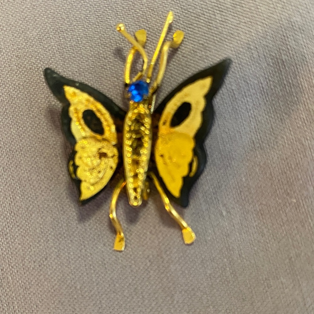 Gold and Black Butterfly Brooch